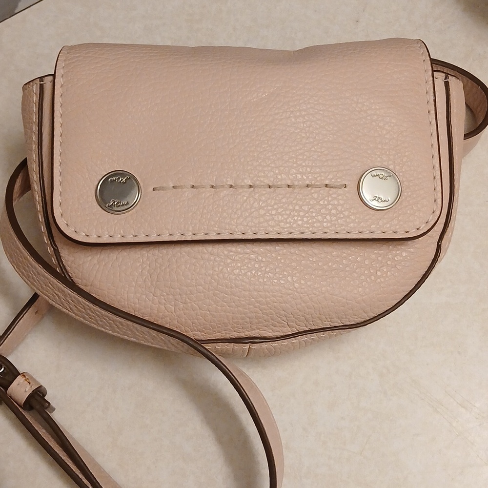 J Crew Pretty Pastel Pink Belt Bag Silver Stud Snaps Adjustable